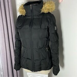 ❌SOLD❌CALVIN KLEIN Black Puffer Jacket with Faux Fur Trim